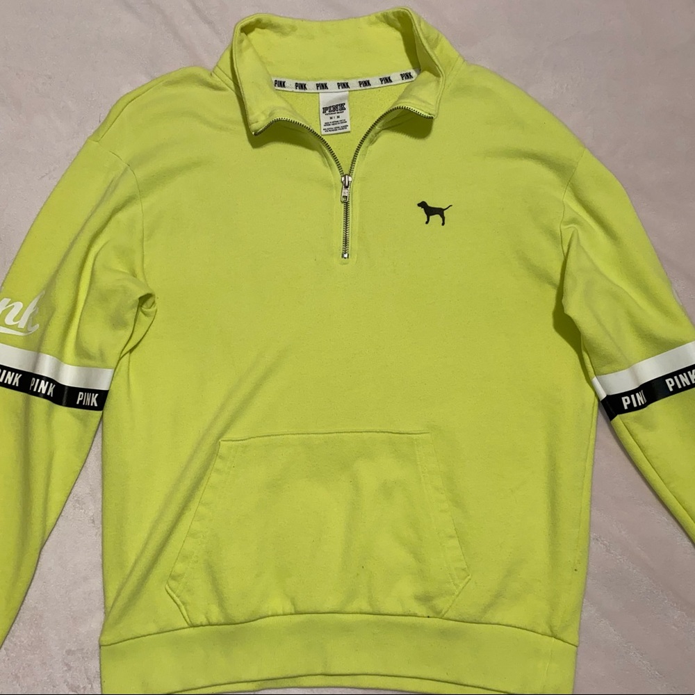 PINK Victoria's Secret Quarter Zip Neon Pullover